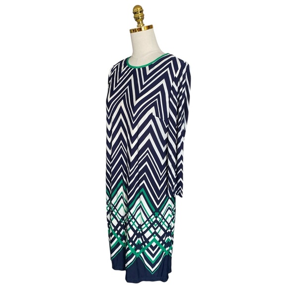 Eliza J Women’s Multicolor Chevron Print 3/4 Sleeve Stretch Sheath Dress Size 8 - Picture 4 of 8